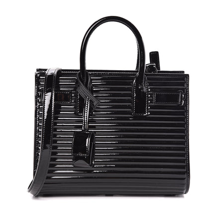 Saint Laurent Ribbed Patent Calfskin Nano Sac De Jour Black 1 of 10