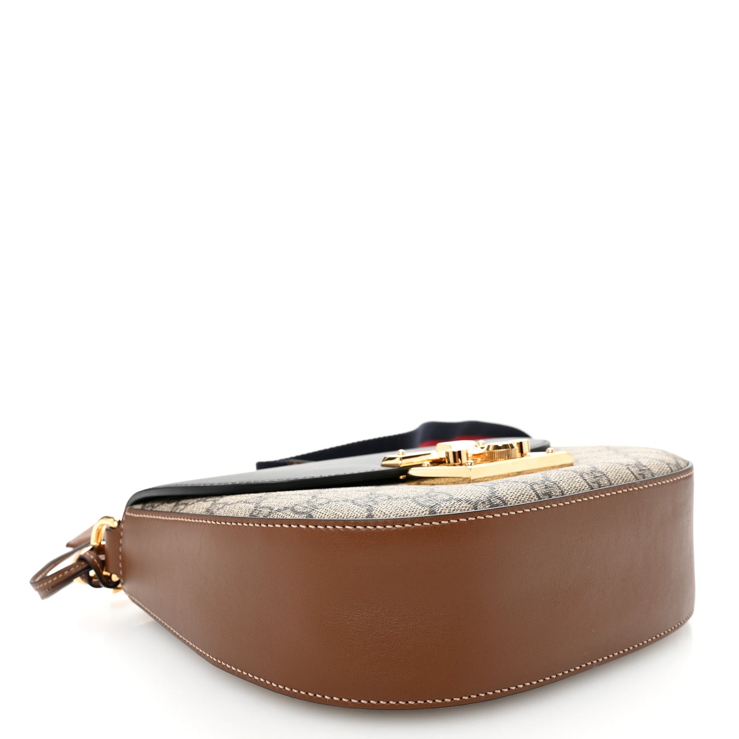 GG Supreme Monogram Web Medium Padlock Messenger Shoulder Bag Black