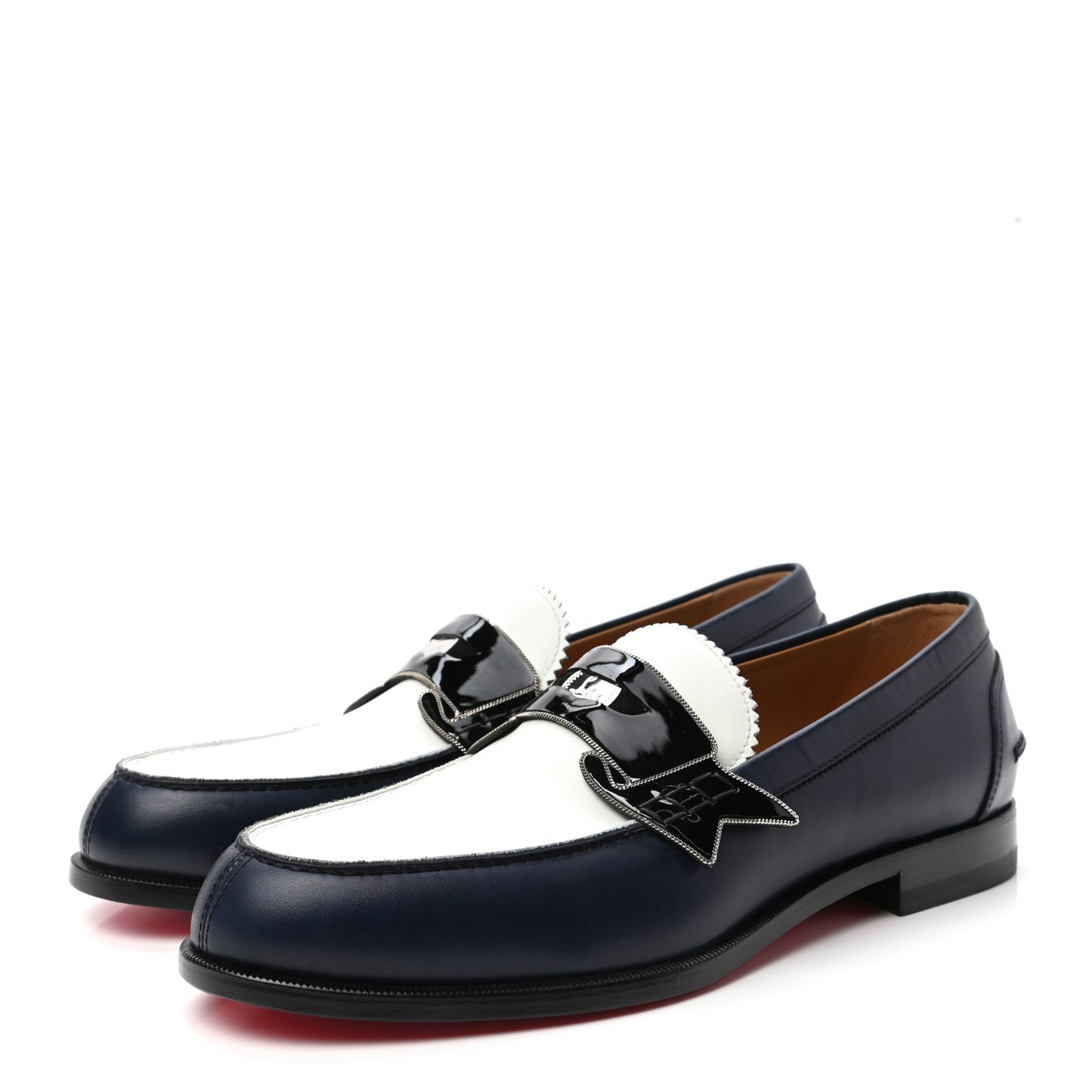 Calfskin Mens Monono Flat Loafers 41 Blue White