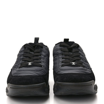 Chanel Nylon Suede Calfskin CC Sneakers 39.5 Black 2 of 9