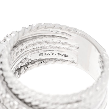 David Yurman Sterling Silver Diamond 12mm Wide Crossover Cable Ring 49 5 4 of 4