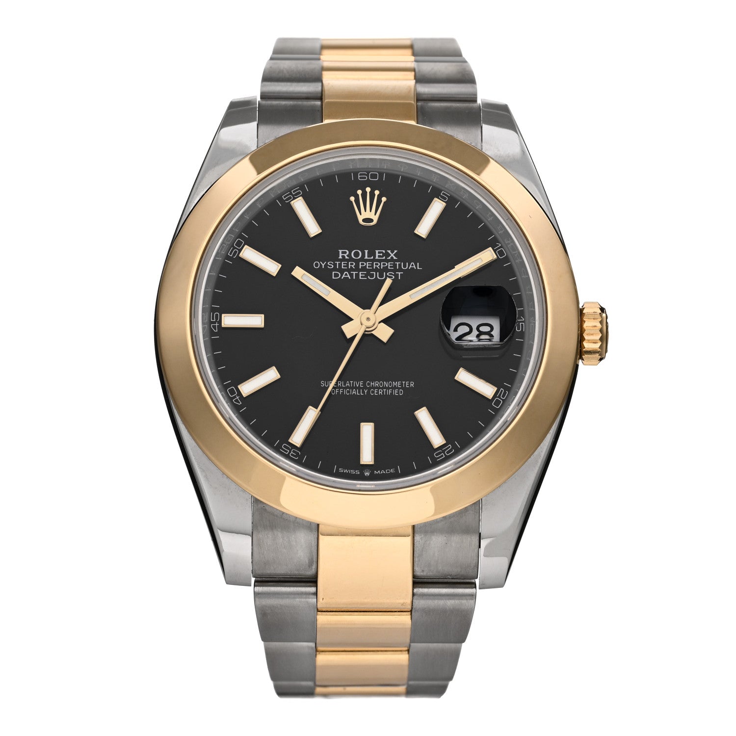 Rolex Stainless Steel 18K Yellow Gold 41mm Oyster Perpetual Datejust Watch Black 126303 1 of 5