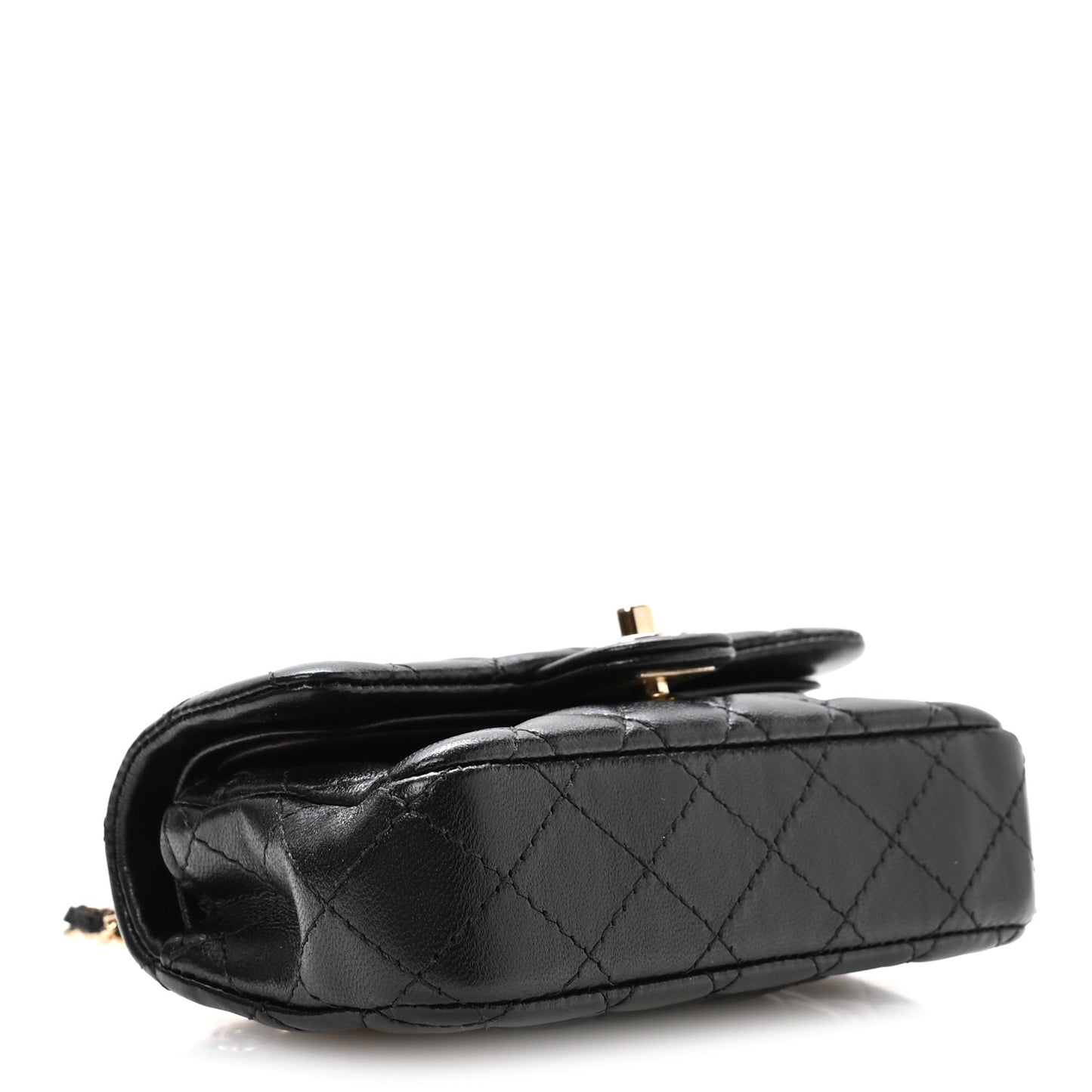 Lambskin Quilted Mini Flap Bag Charm With Hook Black