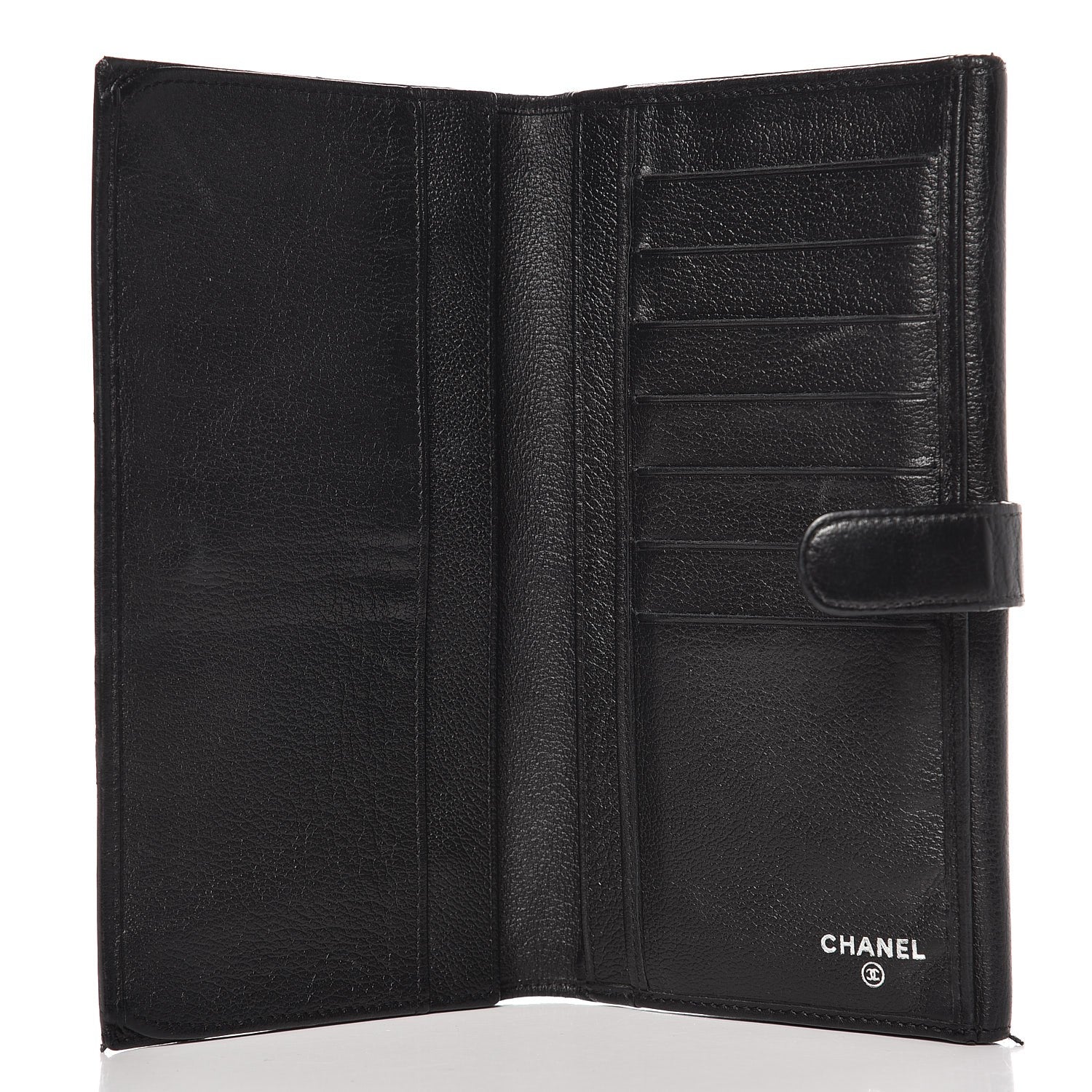Chanel Goatskin Camellia Embossed Flap Wallet Black 5 of 11