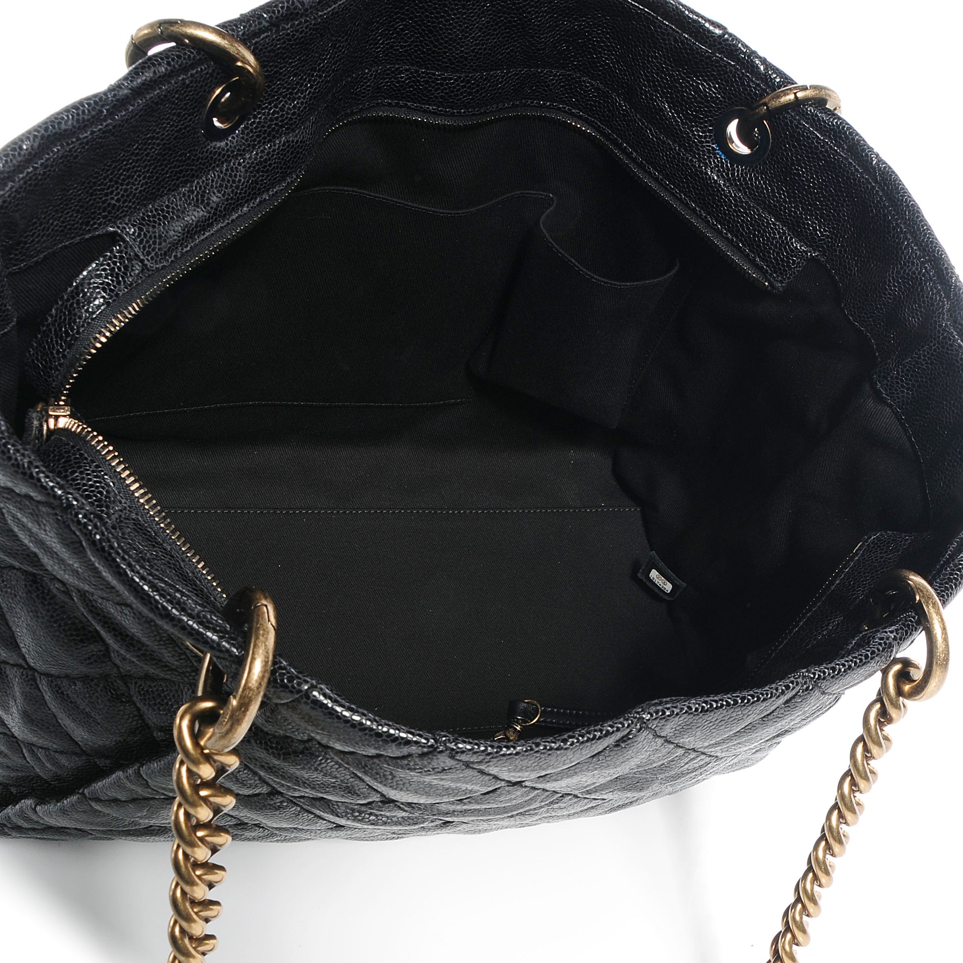 Chanel Glazed Caviar Large Coco Pleats Tote Black 5 of 8