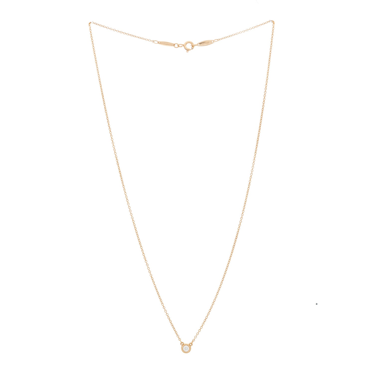 Tiffany 18K Rose Gold Diamond .07ct Elsa Peretti Diamonds by the Yard Pendant Necklace 3 of 5