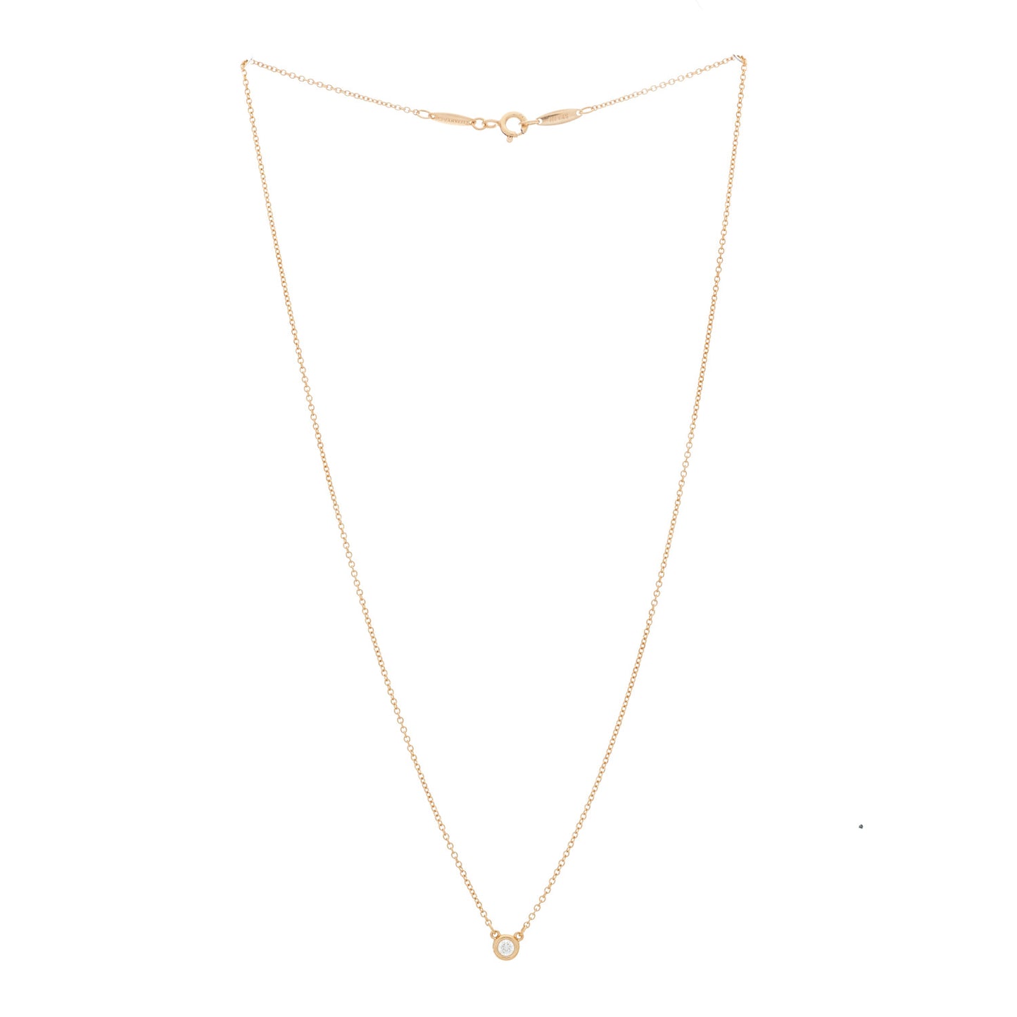 18K Rose Gold Diamond .07ct Elsa Peretti Diamonds by the Yard Pendant Necklace