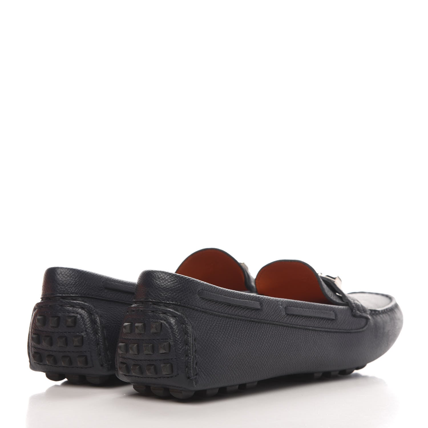 Hermes Epsom Womens Irving Driving Moccasin Loafers 37.5 Marine 4 of 9