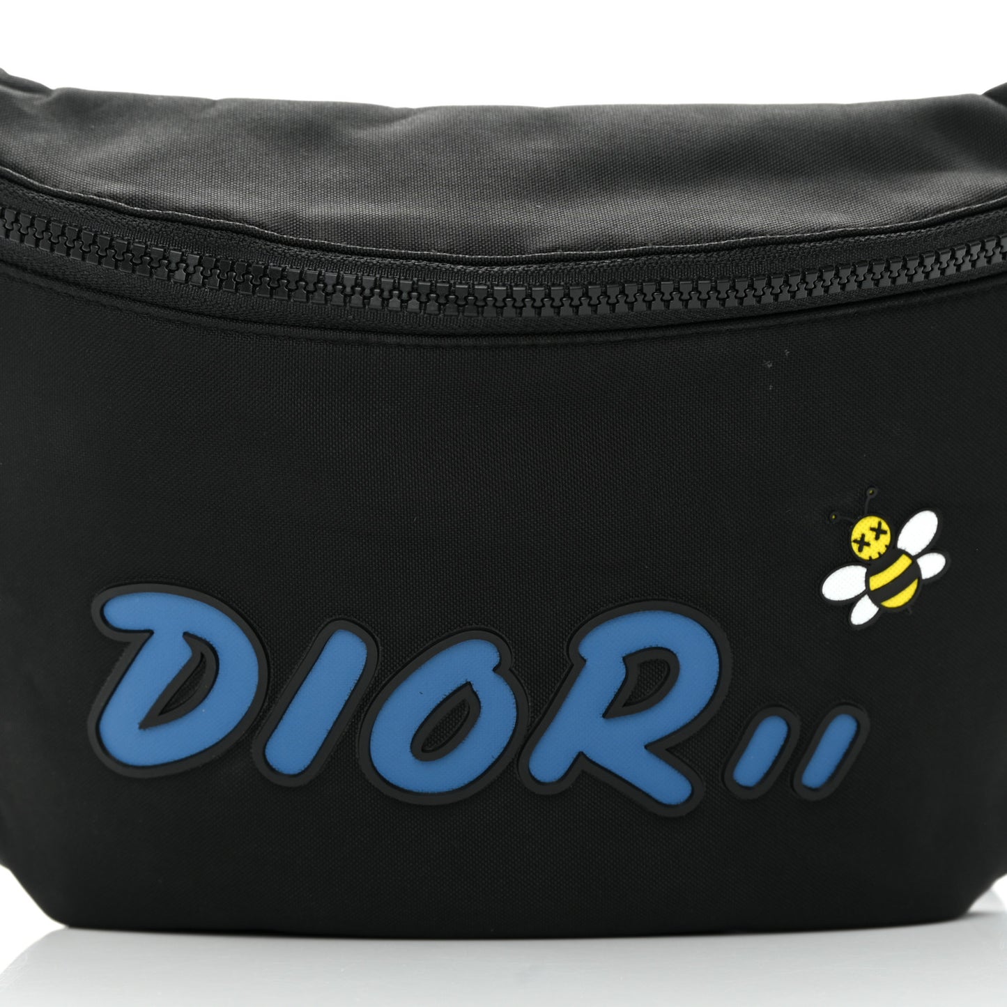 X KAWS Nylon Calfskin Bee Belt Bag Black
