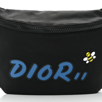 Christian Dior X KAWS Nylon Calfskin Bee Belt Bag Black 8 of 12