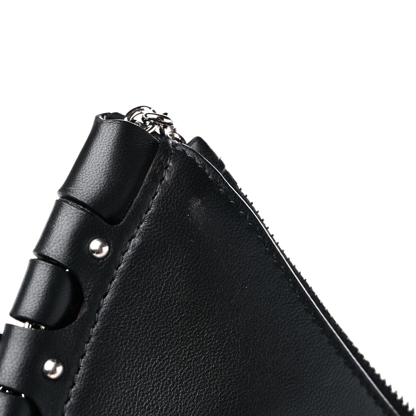 Lambskin Studded Large Demi Lune Bag Black