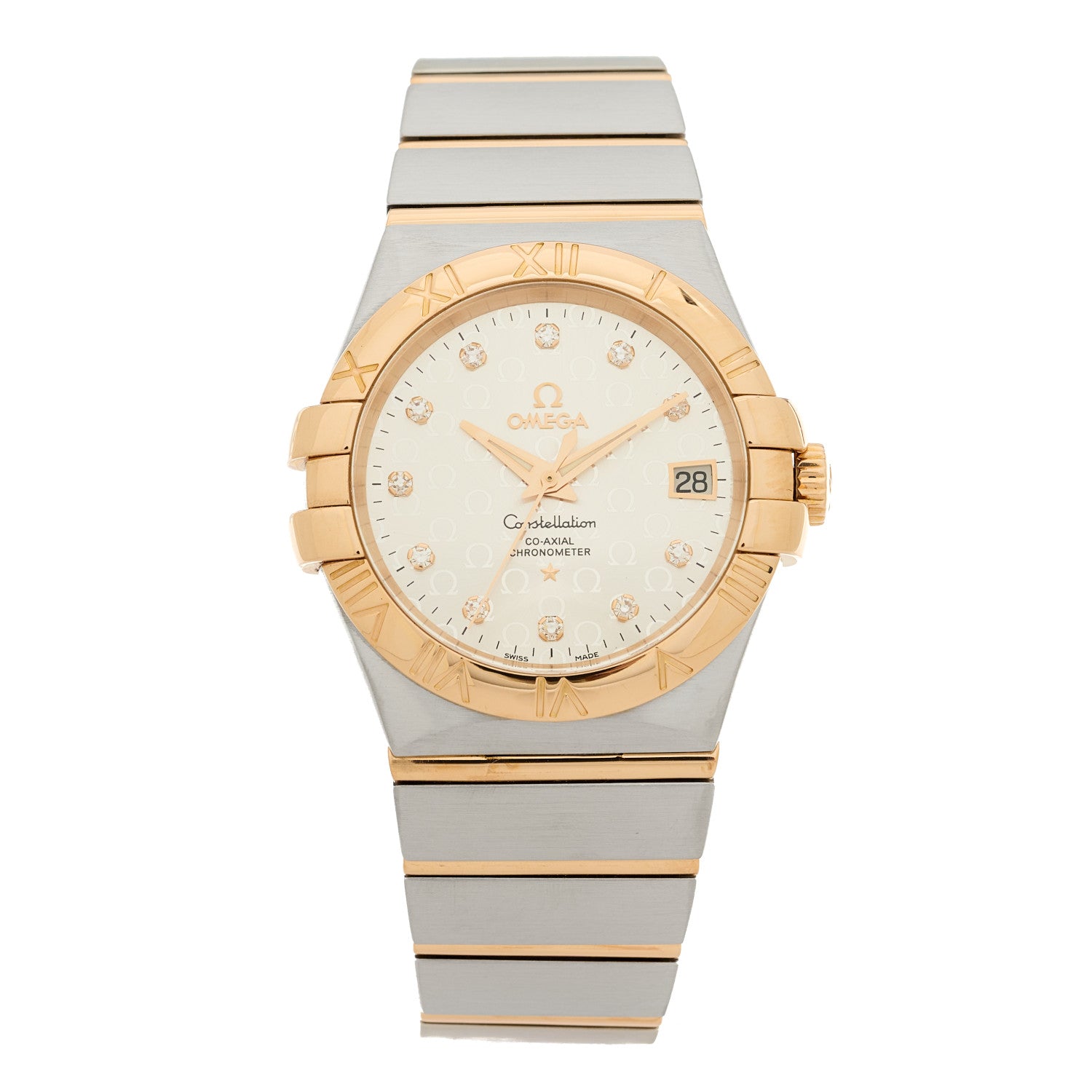 Omega Stainless Steel 18K Yellow Gold Diamond 35mm Constellation Co-Axial Automatic Watch Silver 123.20.35.20.52.004 1 of 4