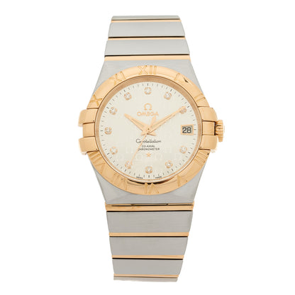 Omega Stainless Steel 18K Yellow Gold Diamond 35mm Constellation Co-Axial Automatic Watch Silver 123.20.35.20.52.004 1 of 4