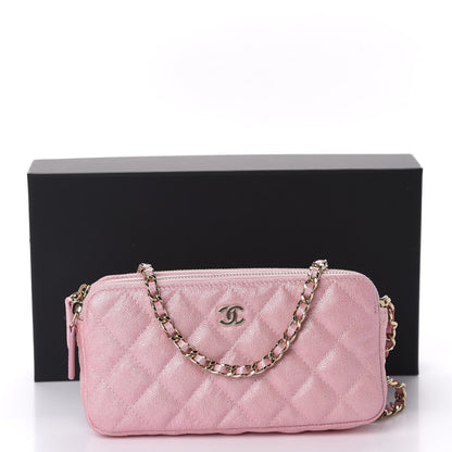 Chanel Iridescent Caviar Quilted Small Clutch With Chain Pink 12 of 12