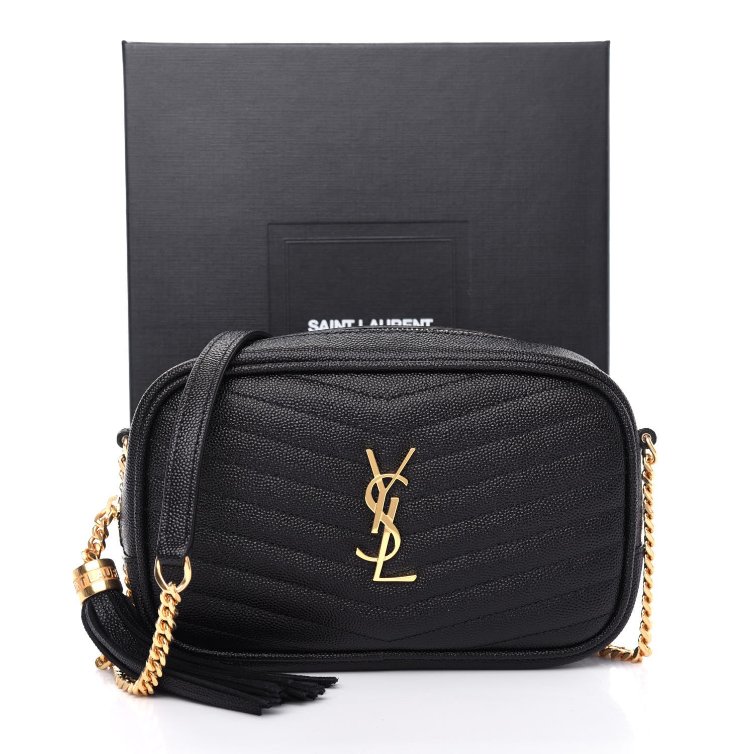 Saint Laurent Grain De Poudre Matelasse Monogram Mini Lou Camera Bag Black 11 of 11