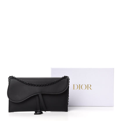 Christian Dior Ultra Matte Calfskin Saddle Chain Wallet Pouch Black 12 of 12