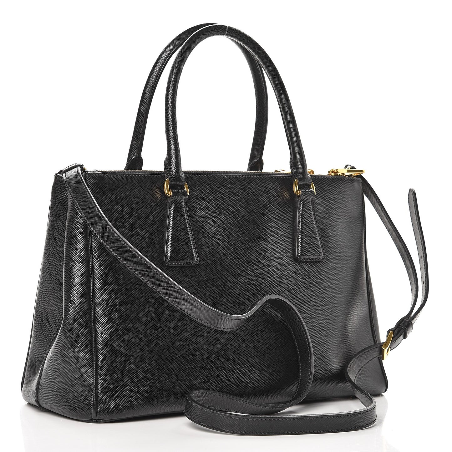 Saffiano Small Galleria Double Zip Tote Black