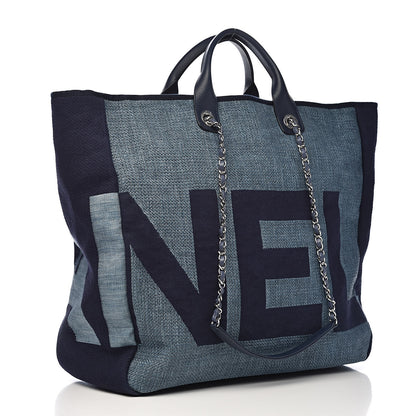 Chanel Canvas Large Shopping Tote Dark Blue 3 of 10