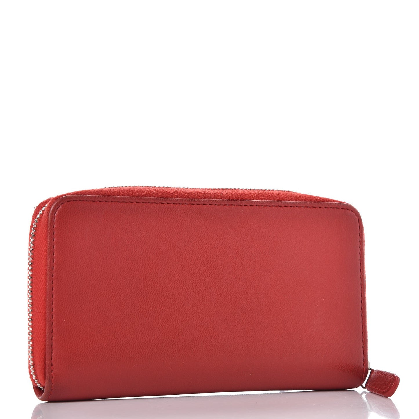 Lambskin Studded Small Timeless CC Zip Around Wallet Red