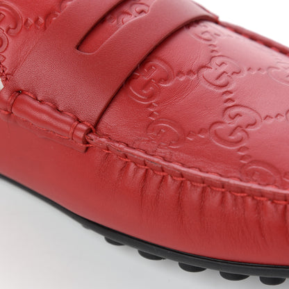 Gucci Guccissima Calfskin Mens Driver Loafers 9.5 Red 9 of 13