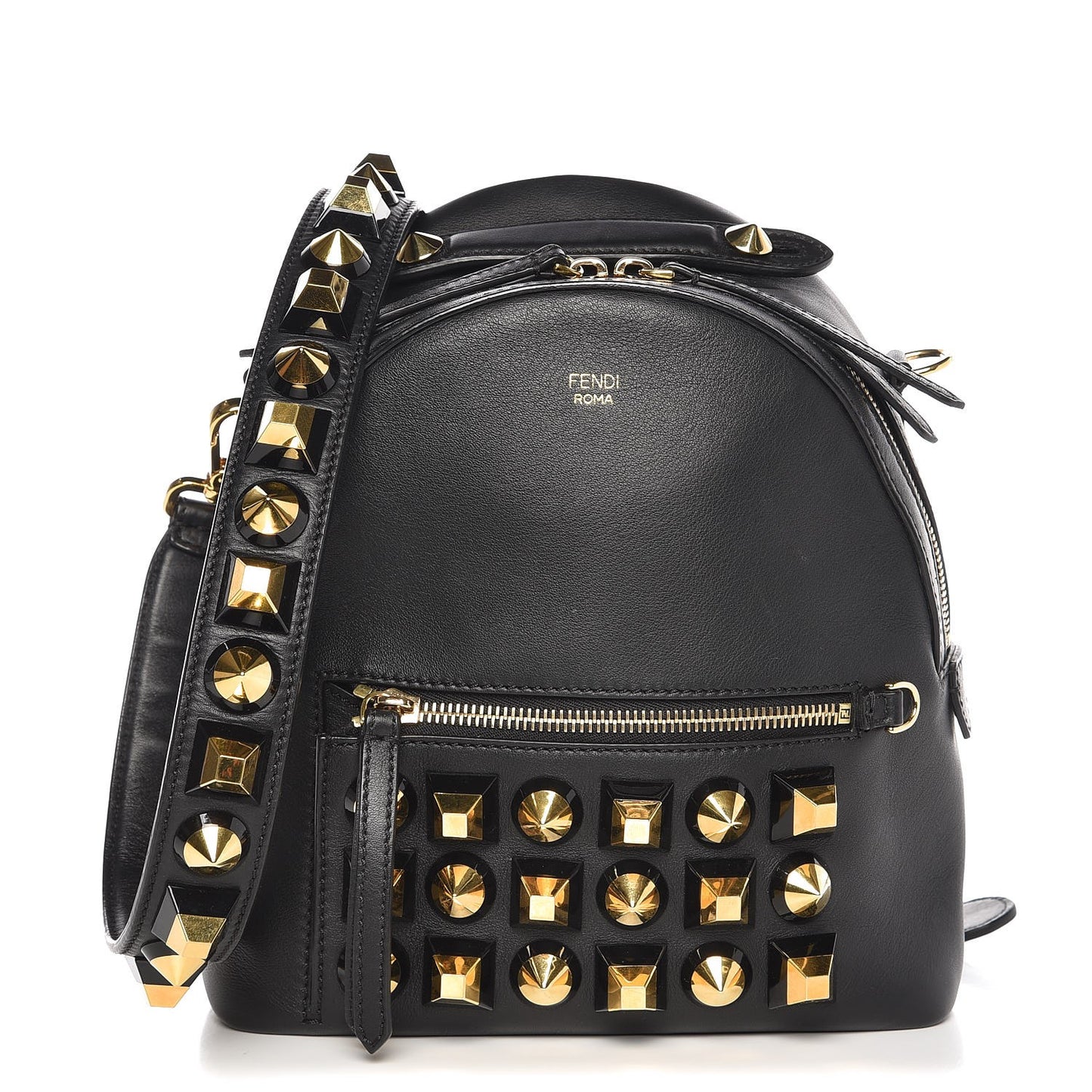 Vitello Dolce Studded Mini Backpack Black