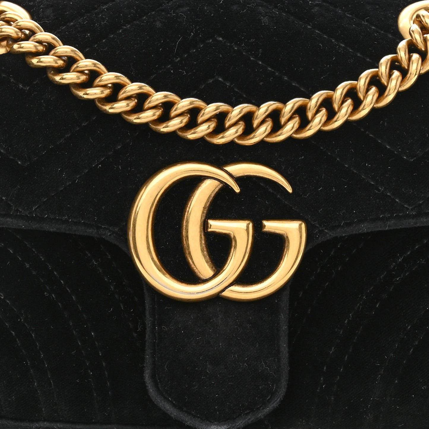 Velvet Matelasse Mini GG Marmont Shoulder Bag Black