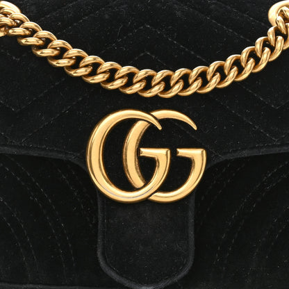 Gucci Velvet Matelasse Mini GG Marmont Shoulder Bag Black 8 of 11