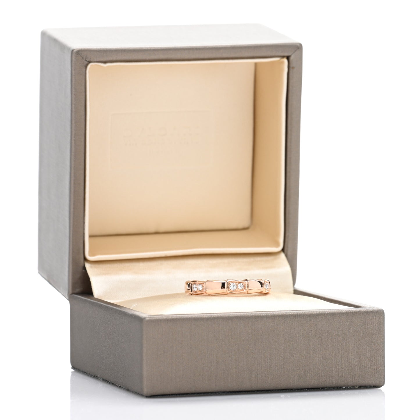 18K Rose Gold Diamond Serpenti Viper Ring 50 5.25