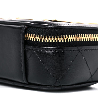 Chanel Lambskin Quilted Mini Golden Plate Clutch With Chain Black 9 of 11