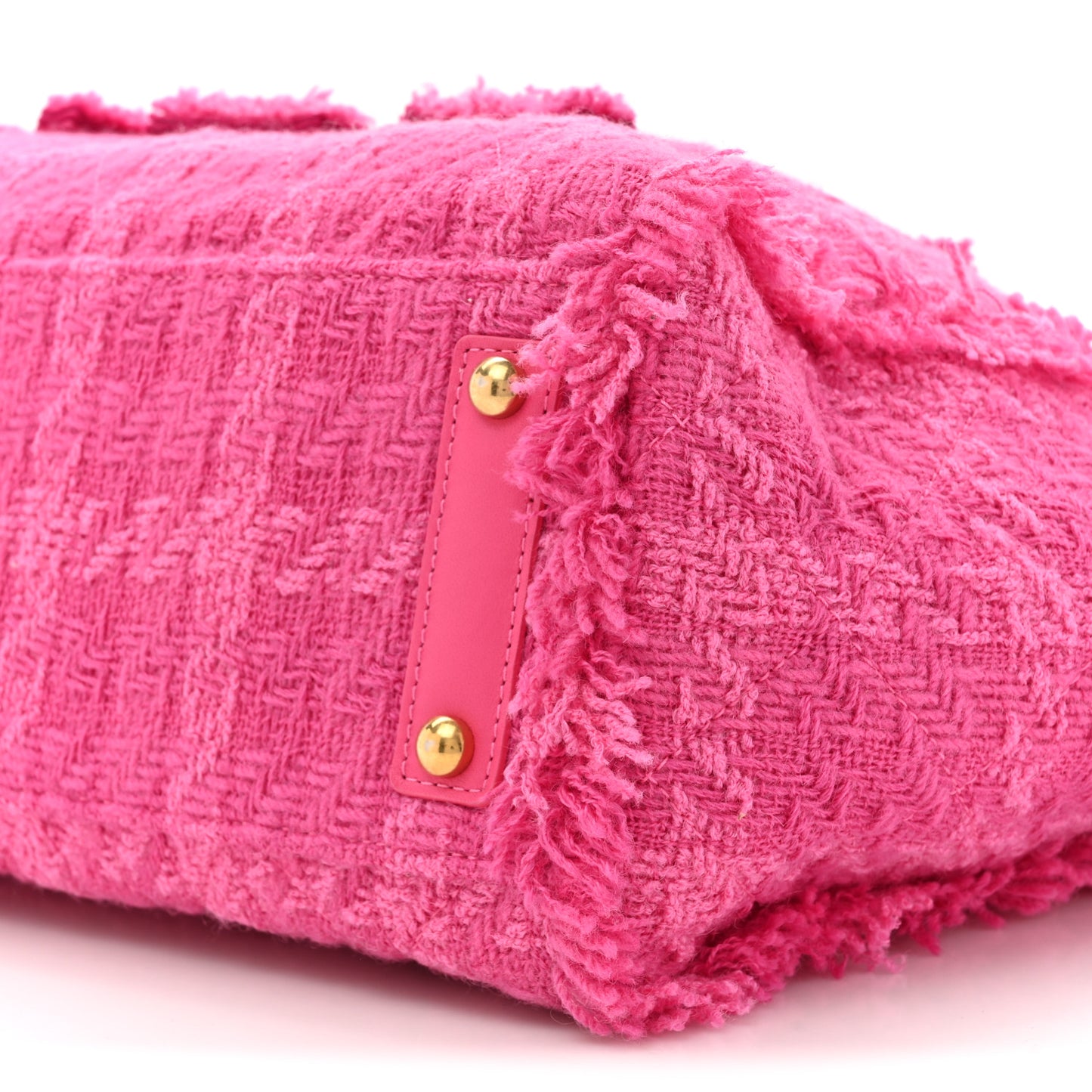 Wool Tweed Large Zipped Shopping Tote Pink