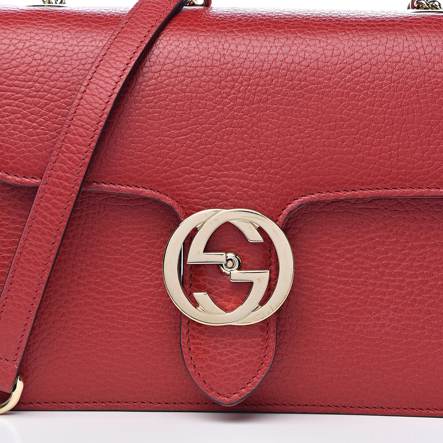 Dollar Calfskin Small Interlocking G Shoulder Bag Red