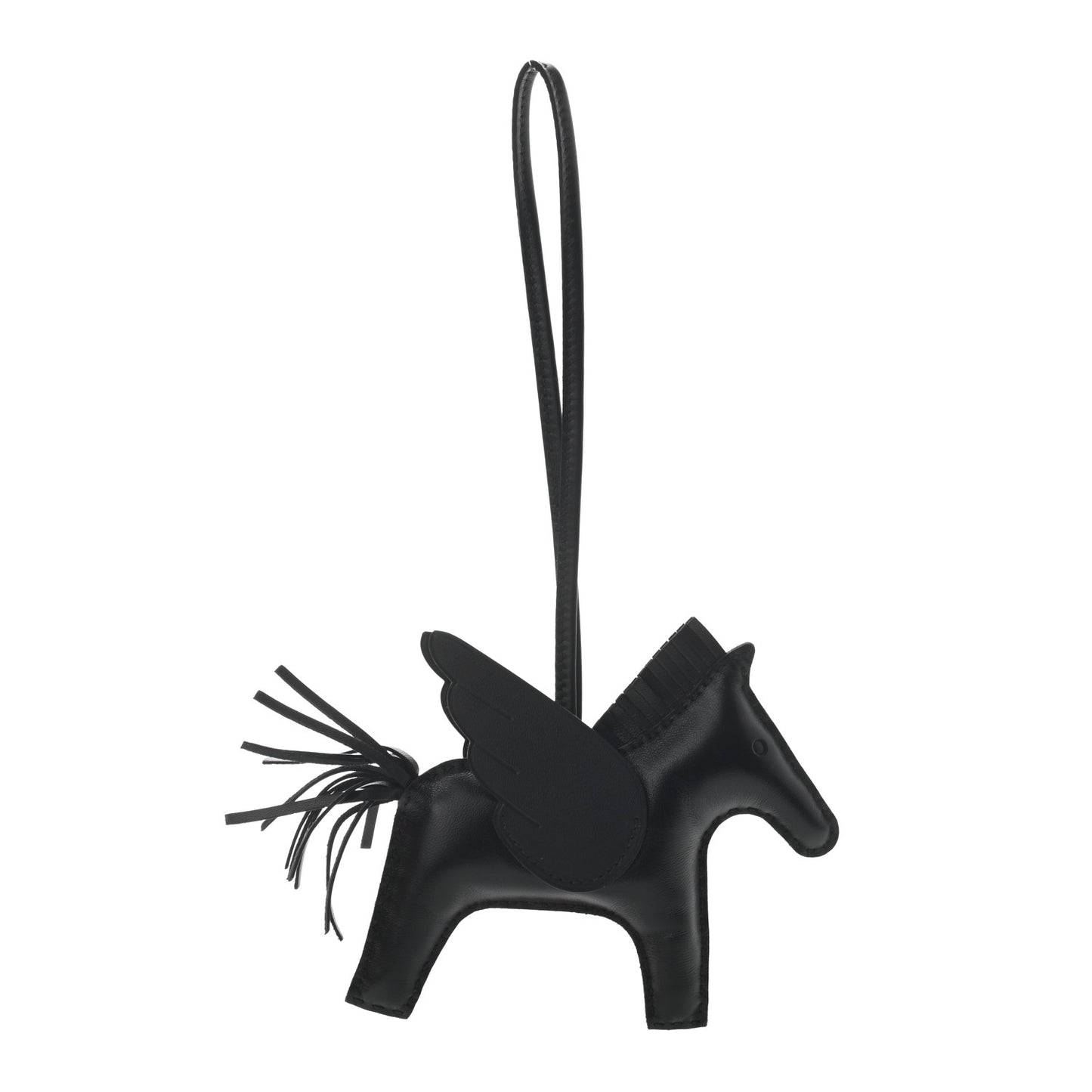 Milo Lambskin Grigri Rodeo Pegase Horse Bag Charm MM So Black