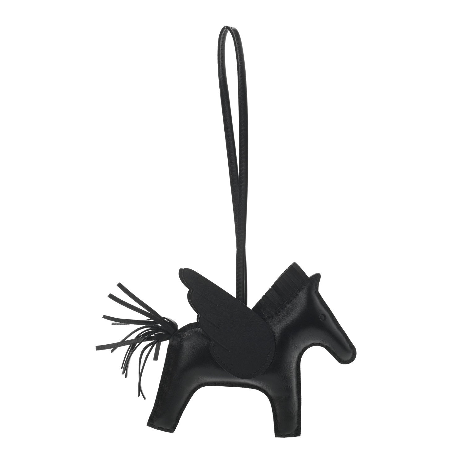 Hermes Milo Lambskin Grigri Rodeo Pegase Horse Bag Charm MM So Black 1 of 4