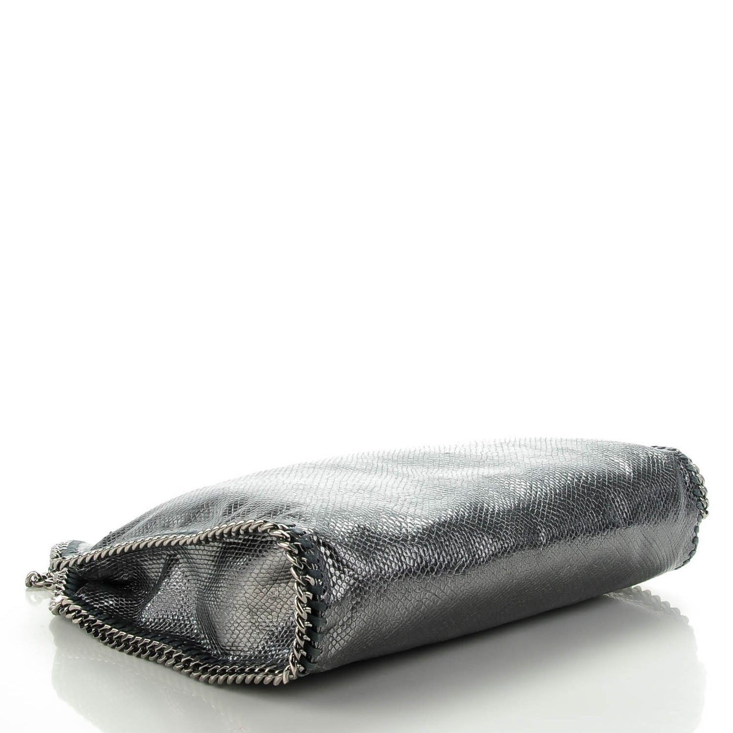 Metallic Snake Print Small Falabella Tote Grey