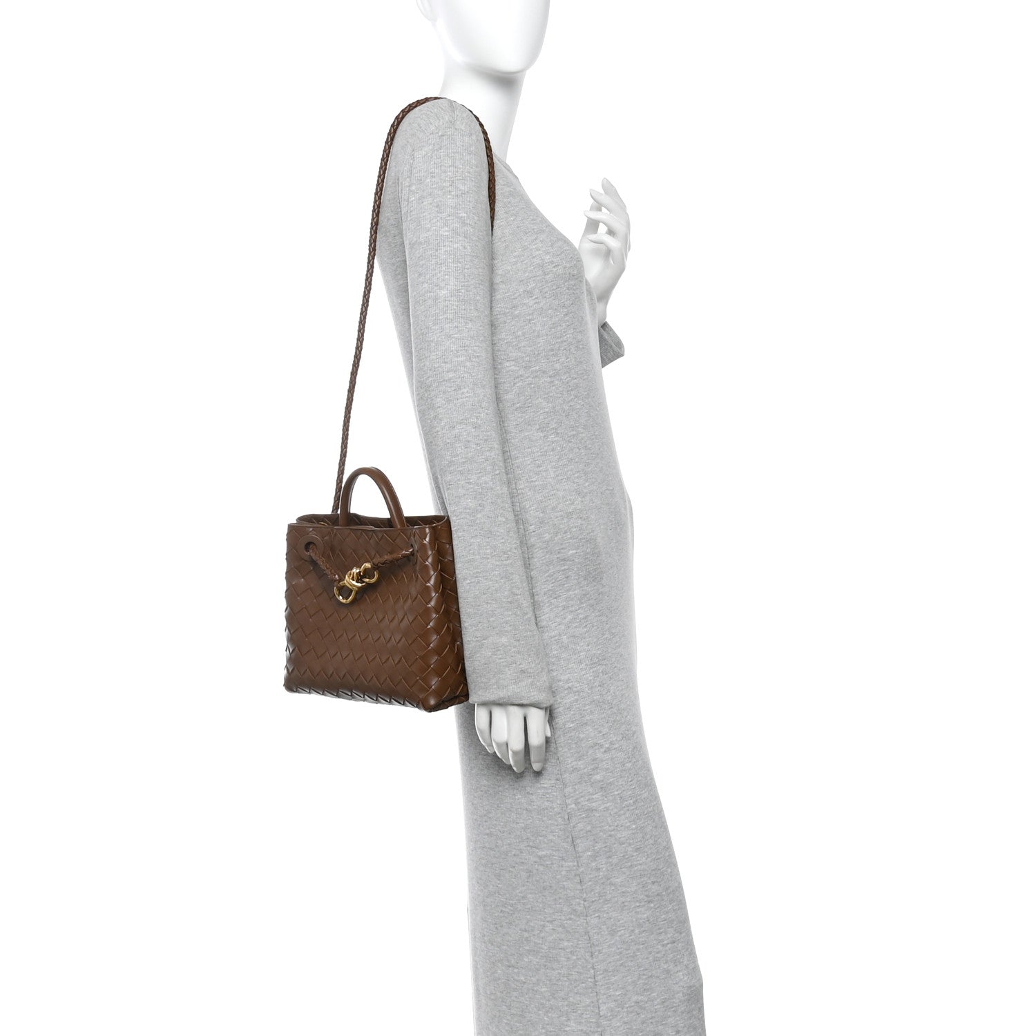 Bottega Veneta Nappa Intrecciato Small Andiamo Shoulder Bag Cognac 2 of 12