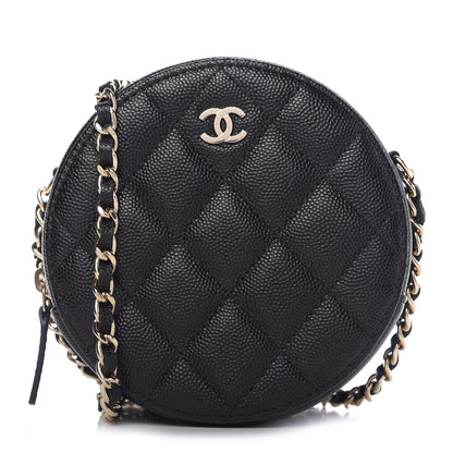 Chanel Caviar Quilted Round Clutch With Chain Black 1 of 10