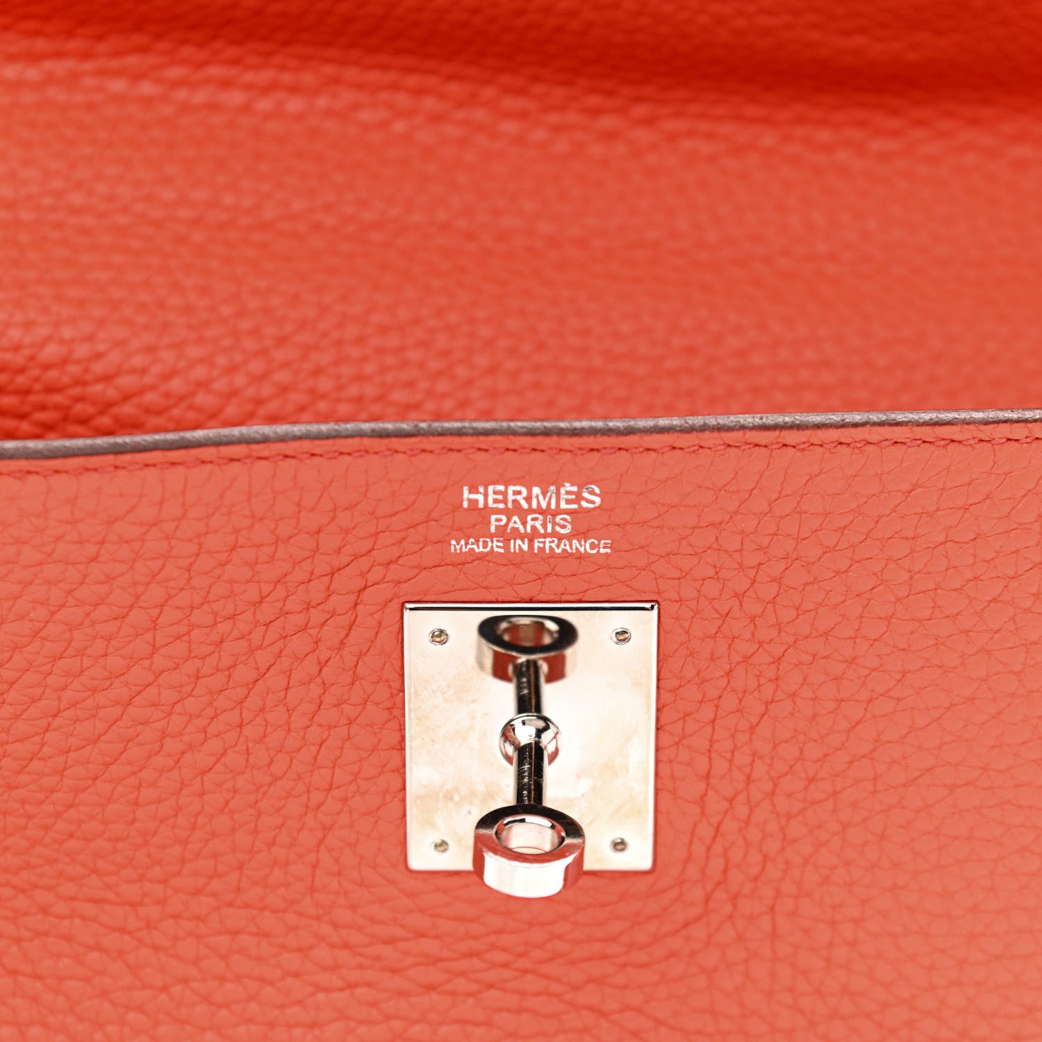 Hermes Taurillon Clemence Kelly Retourne 32 Orange Poppy 6 of 13