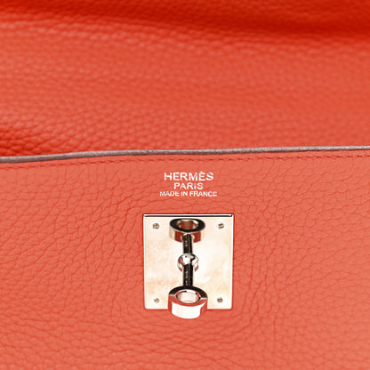 Hermes Taurillon Clemence Kelly Retourne 32 Orange Poppy 6 of 13