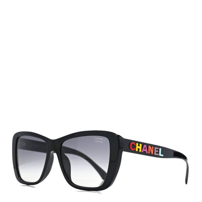 Chanel Acetate Polarized Butterfly Sunglasses 71548A Black 1 of 8