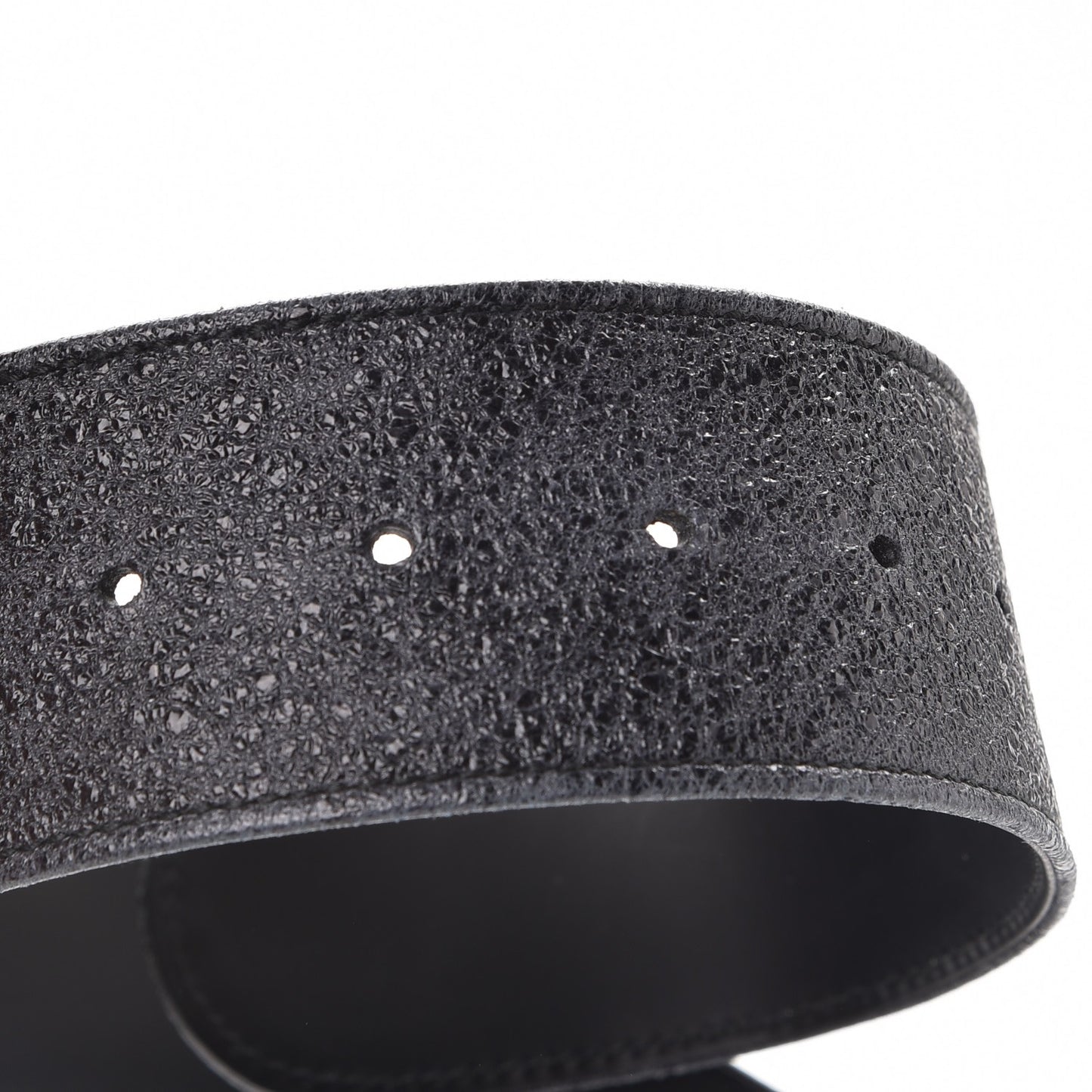 Metallic Crackled Calfskin CC Belt 95 38 Black