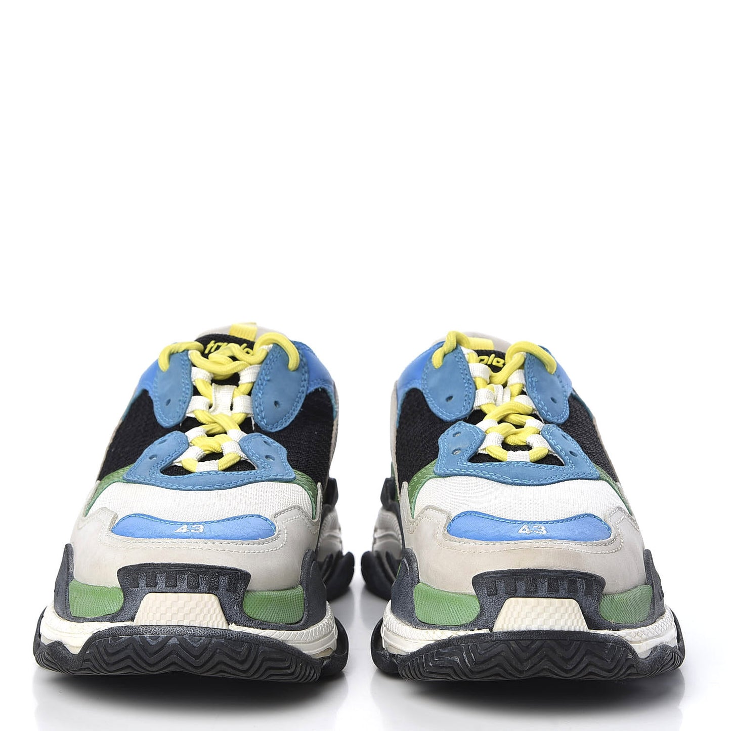 Fabric Mesh Nappa Mens Triple S Sneakers 43 Bleu White Vert Jaune