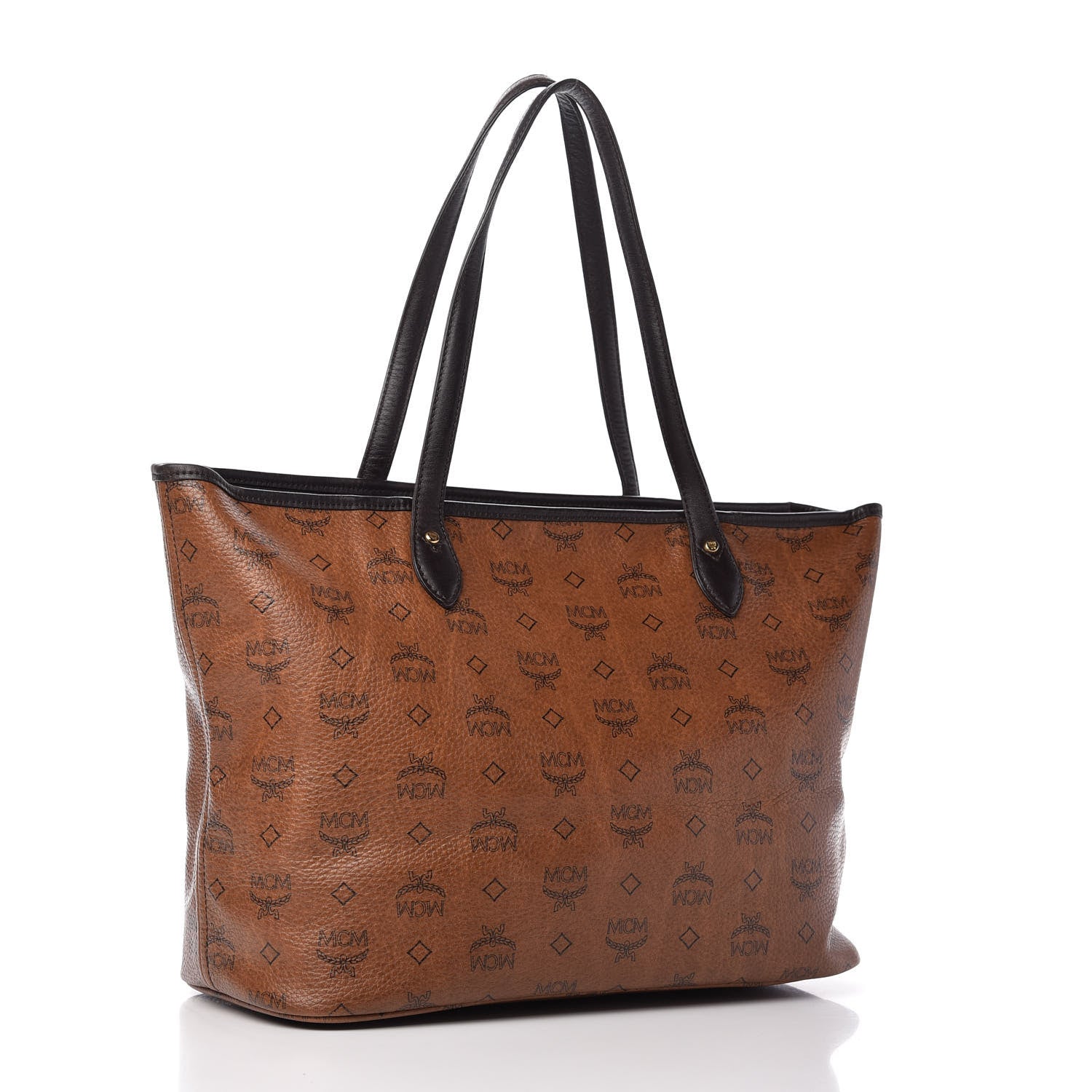 MCM Visetos Dog Bone Striped Shopper Tote Brown 3 of 8