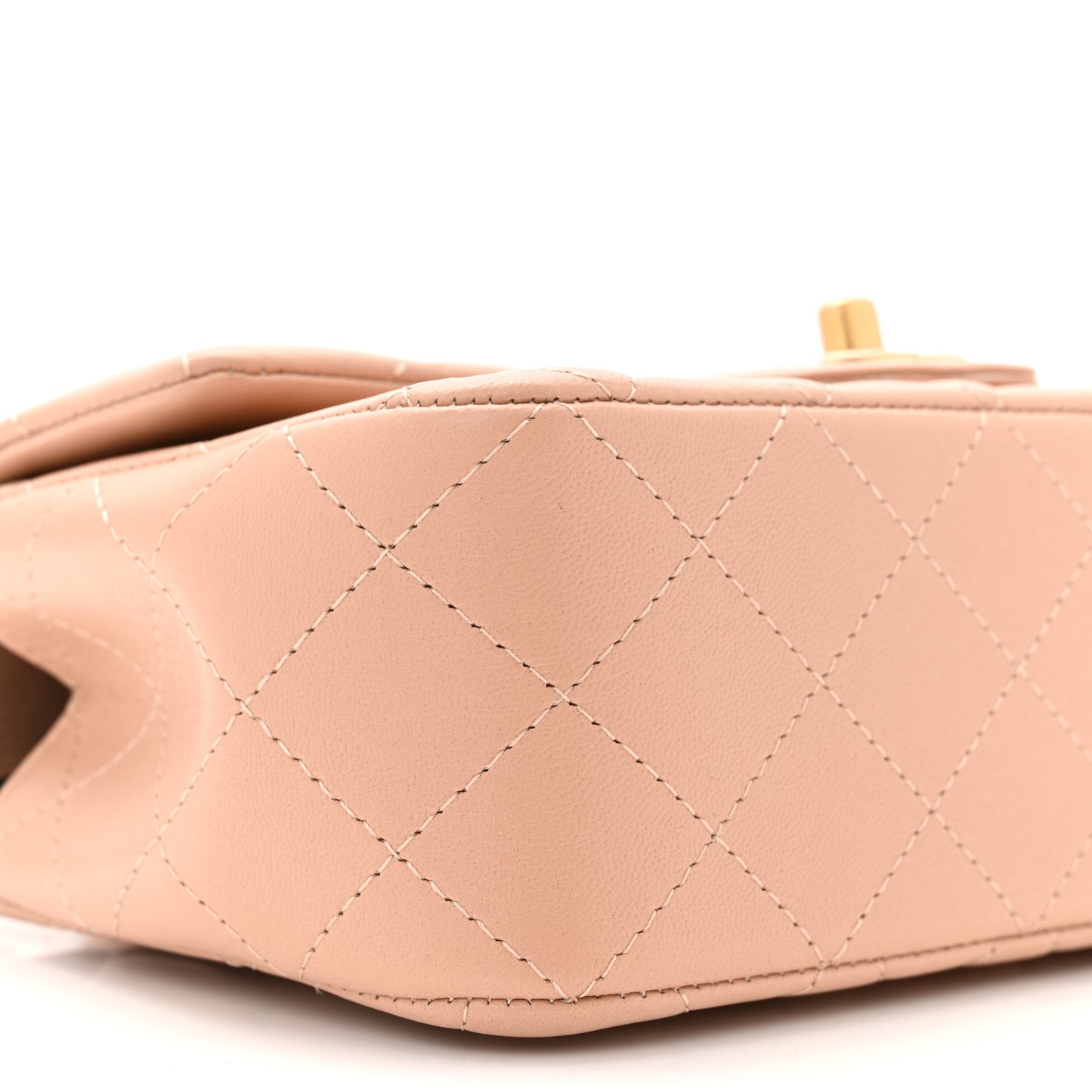 Lambskin Quilted Mini Top Handle Rectangular Flap Beige