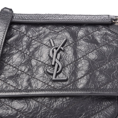 Saint Laurent Crinkled Calfskin Matelasse Monogram Baby Niki Chain Satchel Storm 11 of 12