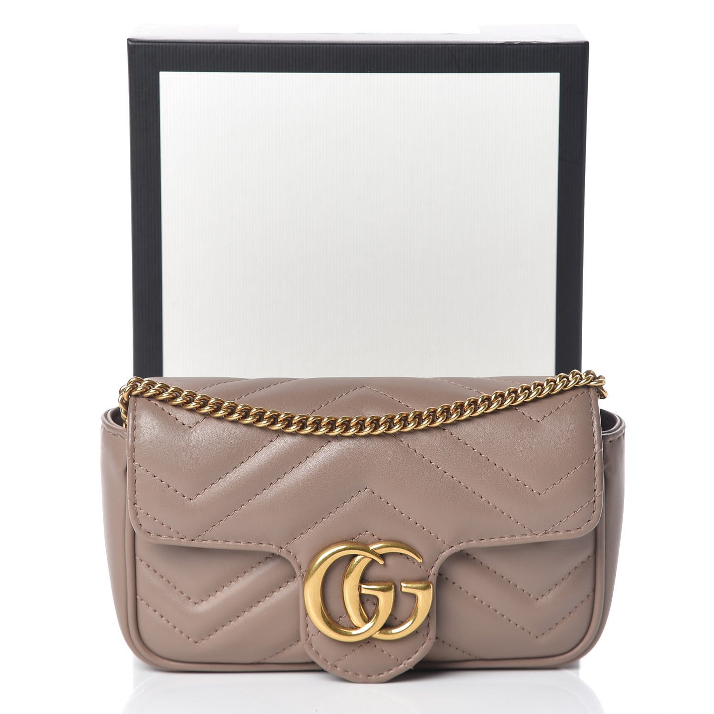 Calfskin Matelasse Super Mini GG Marmont Shoulder Bag Porcelain Rose