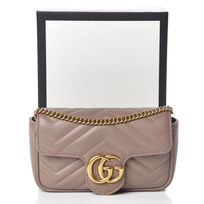 Gucci Calfskin Matelasse Super Mini GG Marmont Shoulder Bag Porcelain Rose 11 of 11