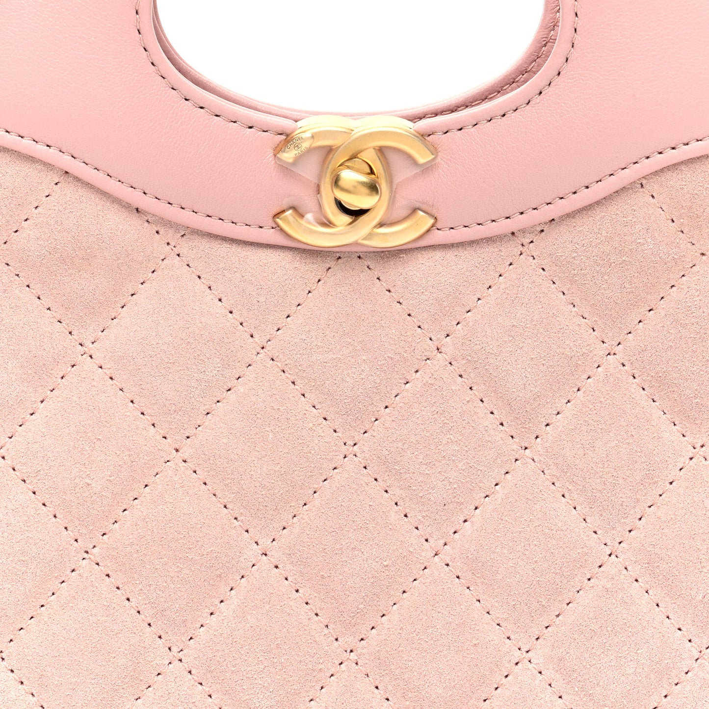 Calfskin Suede Quilted Mini 31 Shopping Bag Light Pink
