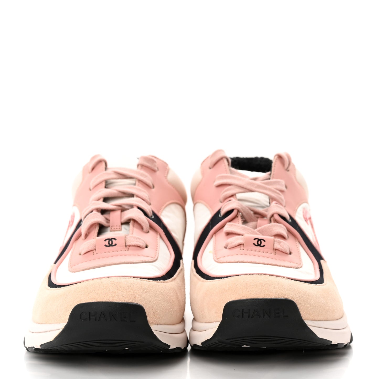 Nylon Lambskin Suede Calfskin CC Sneakers 41 Pink
