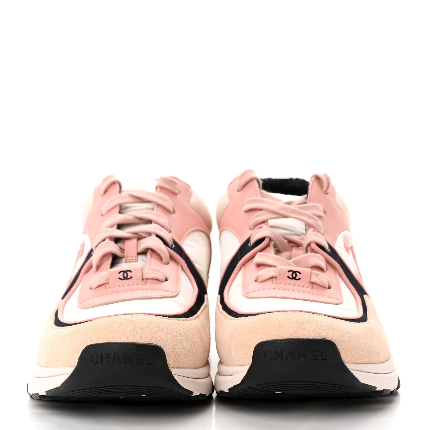 Chanel Nylon Lambskin Suede Calfskin CC Sneakers 41 Pink 2 of 12