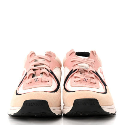 Chanel Nylon Lambskin Suede Calfskin CC Sneakers 41 Pink 2 of 12